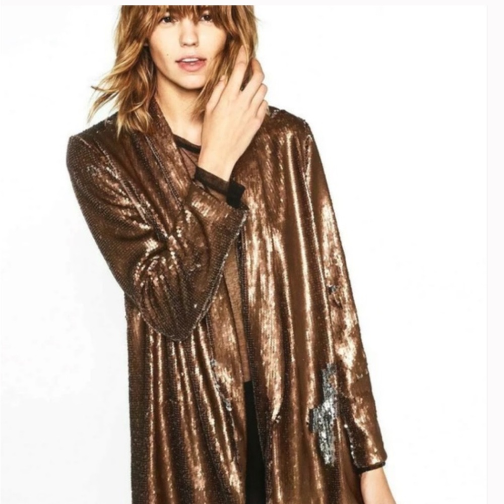 🔥 Zara bronze and silver sequin oversized blazer NWOT🔥